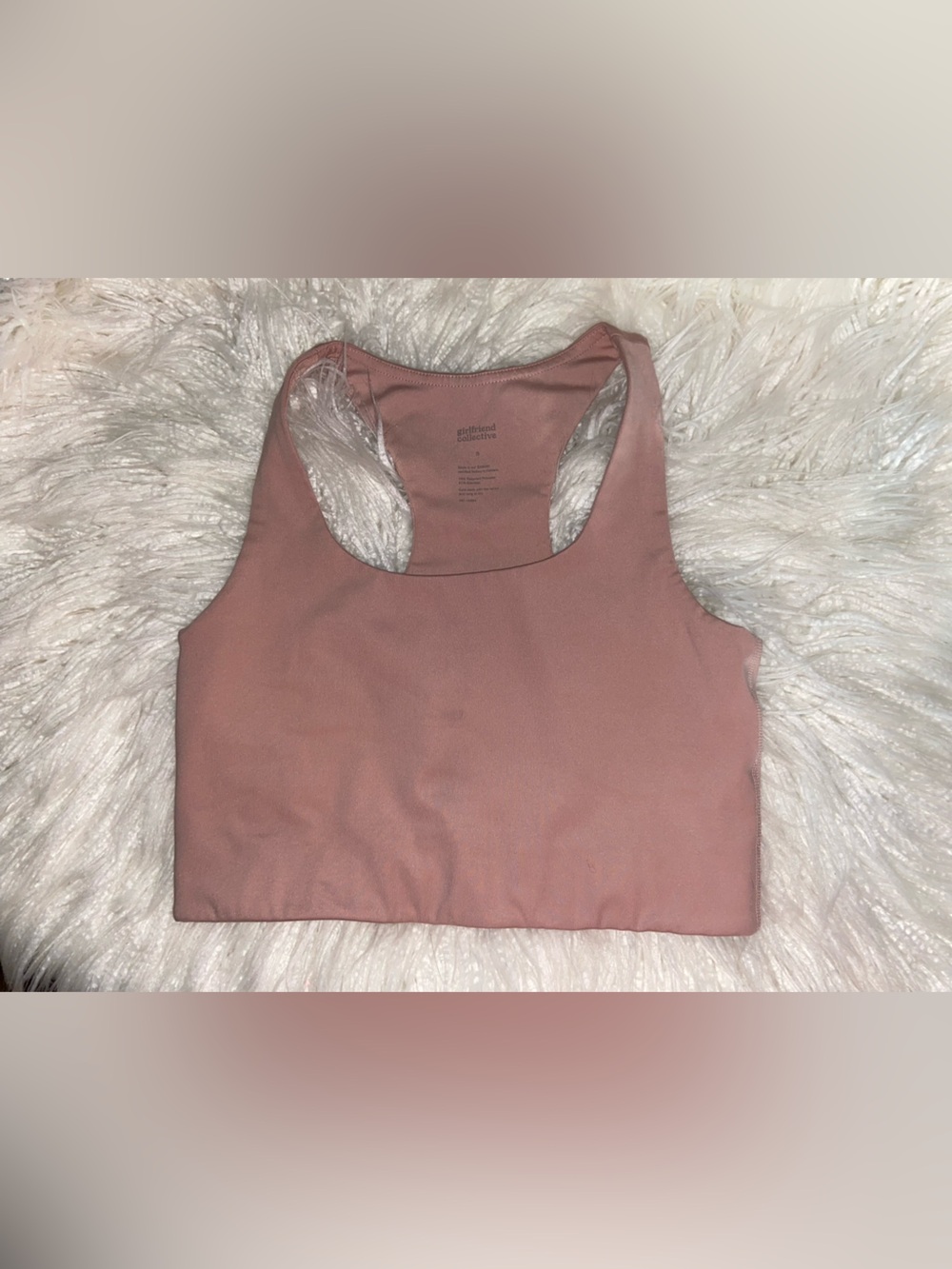 girlfriend collective dusty rose racerback crop tank